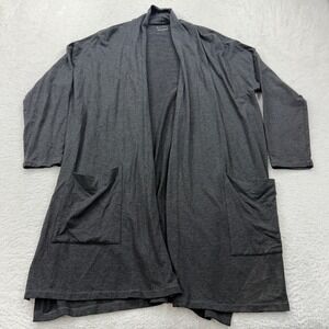 Eileen Fisher Charcoal Gray Open Front Long Sleeve Cardigan Sweater M